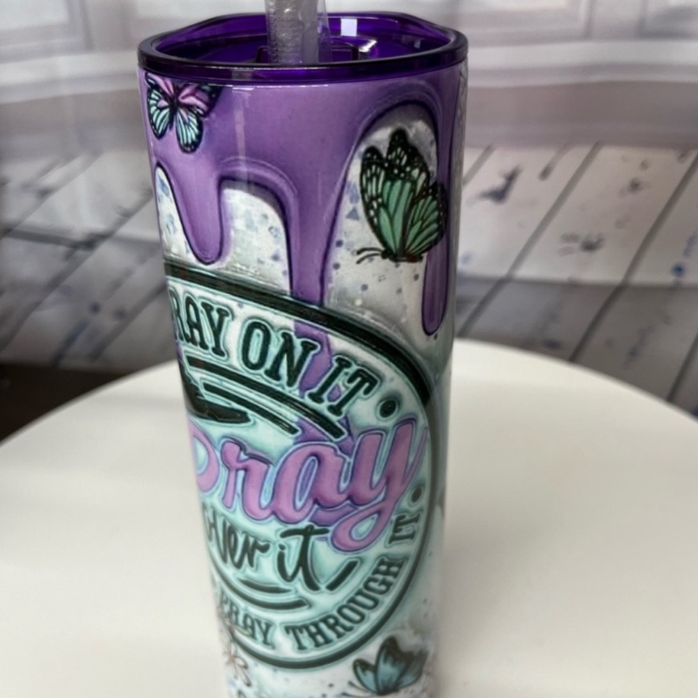 Handmade Pray On It Tumbler . NWOT